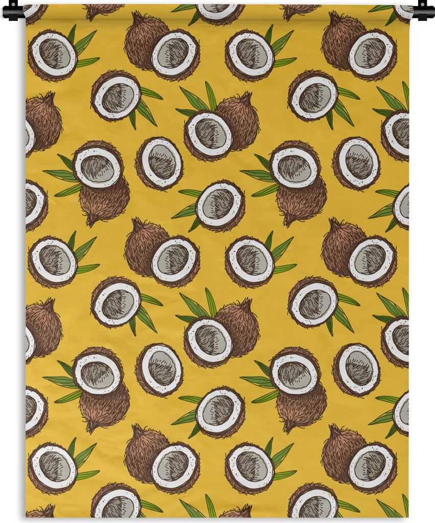 MuchoWow Wandteppich Wandbehang Kokosnuss - Hawaii - Tropisch - Blatt - Design 150x200 cm Tapisserie Dekoration Wandtuch - Wandaufhängung - Mode...
