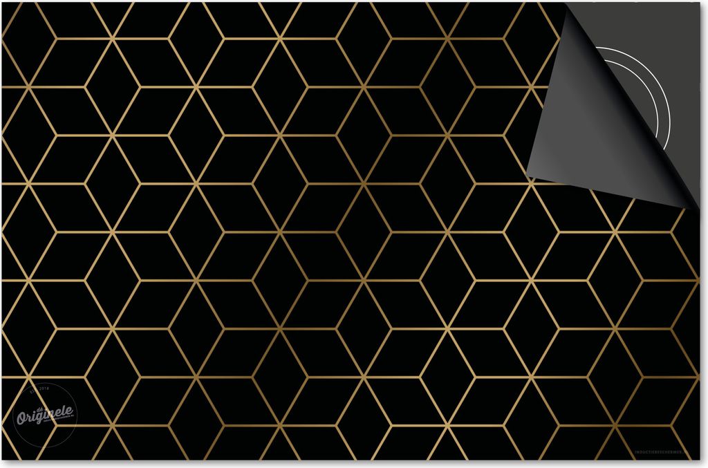 Induktionsschutz 83x51,5 - abdeckplatte Induktion matt- Dietrix Kochfeldschutz- Base - Hexagon & Mosaik - Kubussen Gold