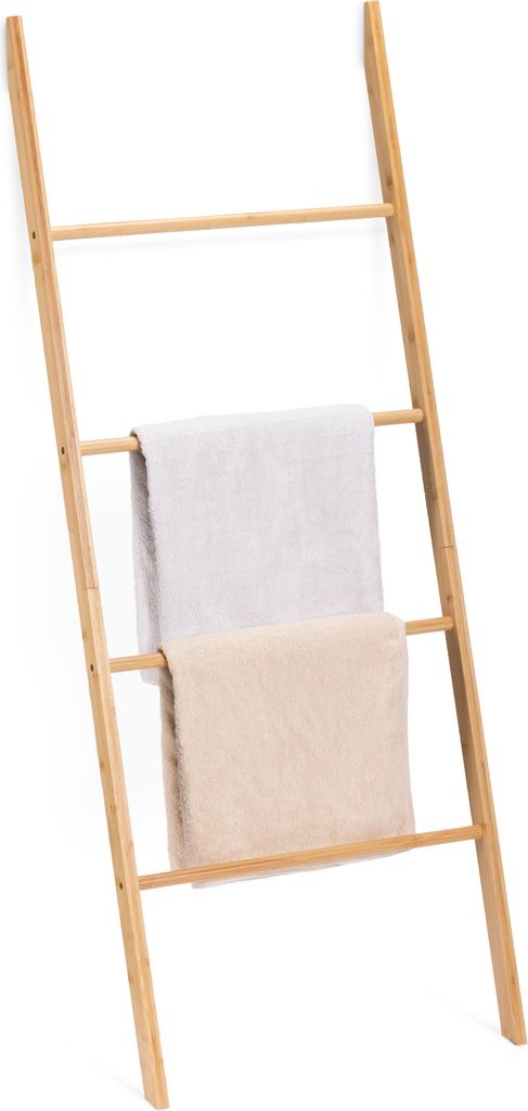 Navaris Handtuchleiter Holz Leiter aus Bambus - Bambusleiter für Handtücher Kleidung Accessoires - robuste Holzleiter für Bad Garderobe Schlafzi...
