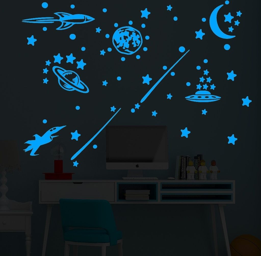 Phosphoreszierende Raketen Wandaufkleber für Kinderzimmer KP16758
