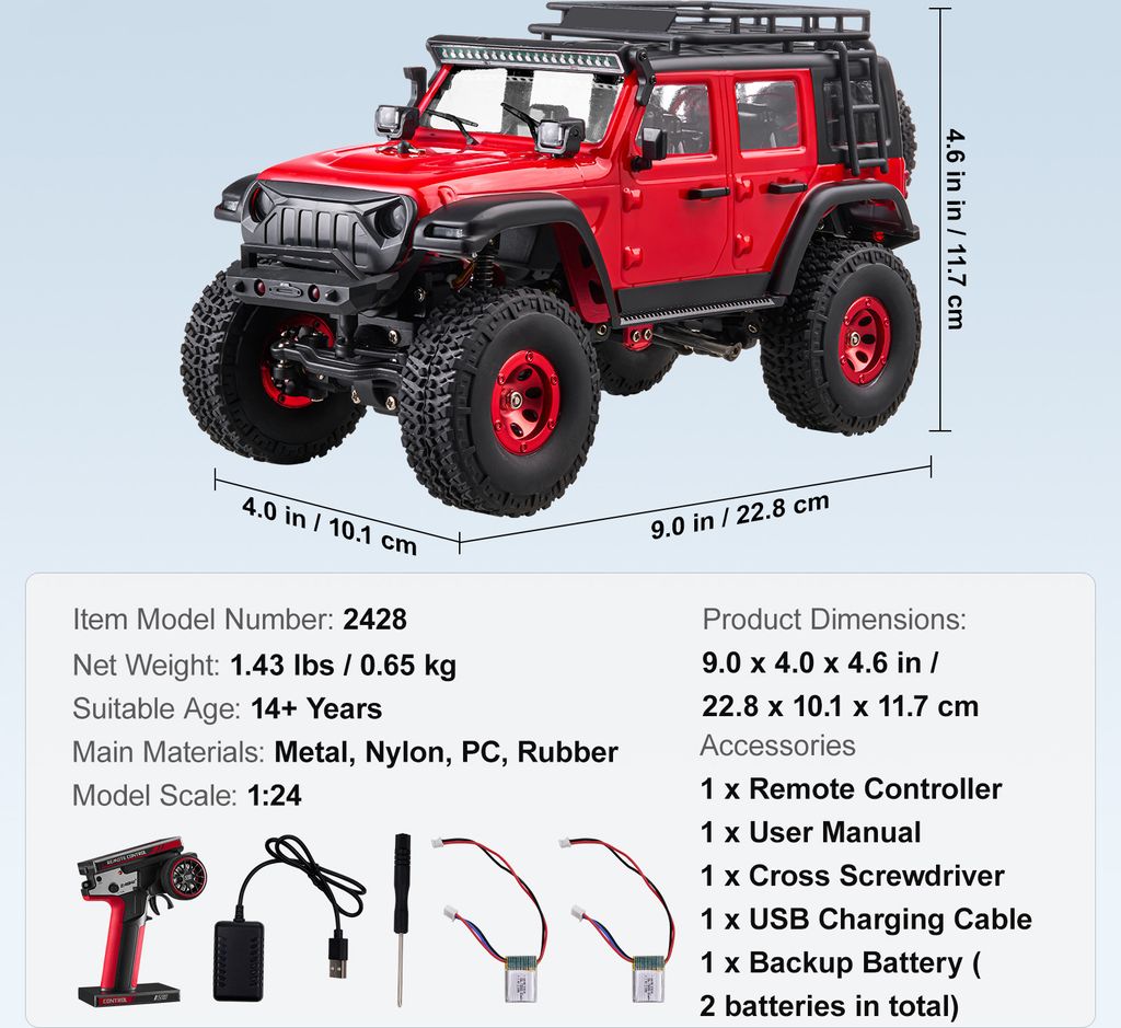 Joellfuner Macchina Telecomandata per Bambini, 2.4Ghz 1:16 Macchina Radiocomandata con Luce LED Quattro Colori, 20KM/H Monster Truck Telecomandato con marce alte e basse per bambini 3+ anni (Arancia