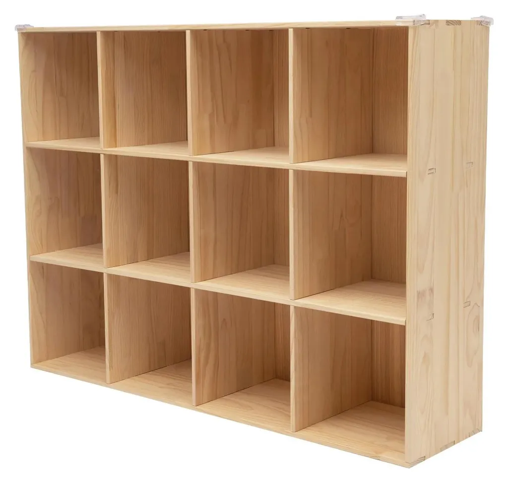 Meuble de rangement 12 casiers bibliothèque bois massif extra-profonde - 5
