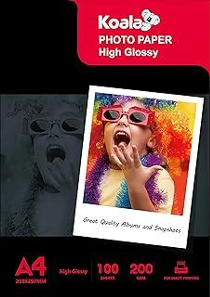 Carta Fotografica Koala A4 200 g/m² Lucida per Canon Epson HP 100 pz