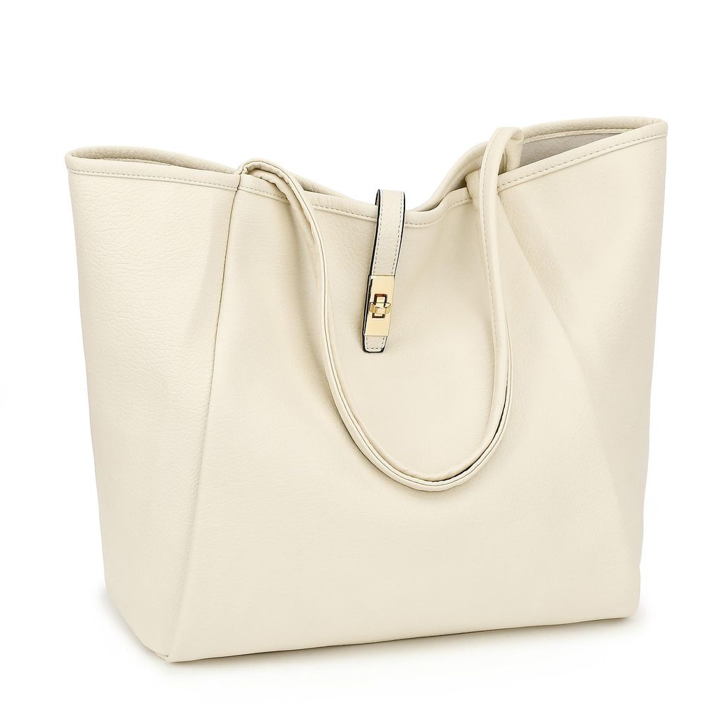 Schultertasche Damen Umhängetasche Kunstleder Tote Shopper Bag Reise Geldbörse Mit Drehverschluss und Innentasche für Arbeit, Schule, Einkauf