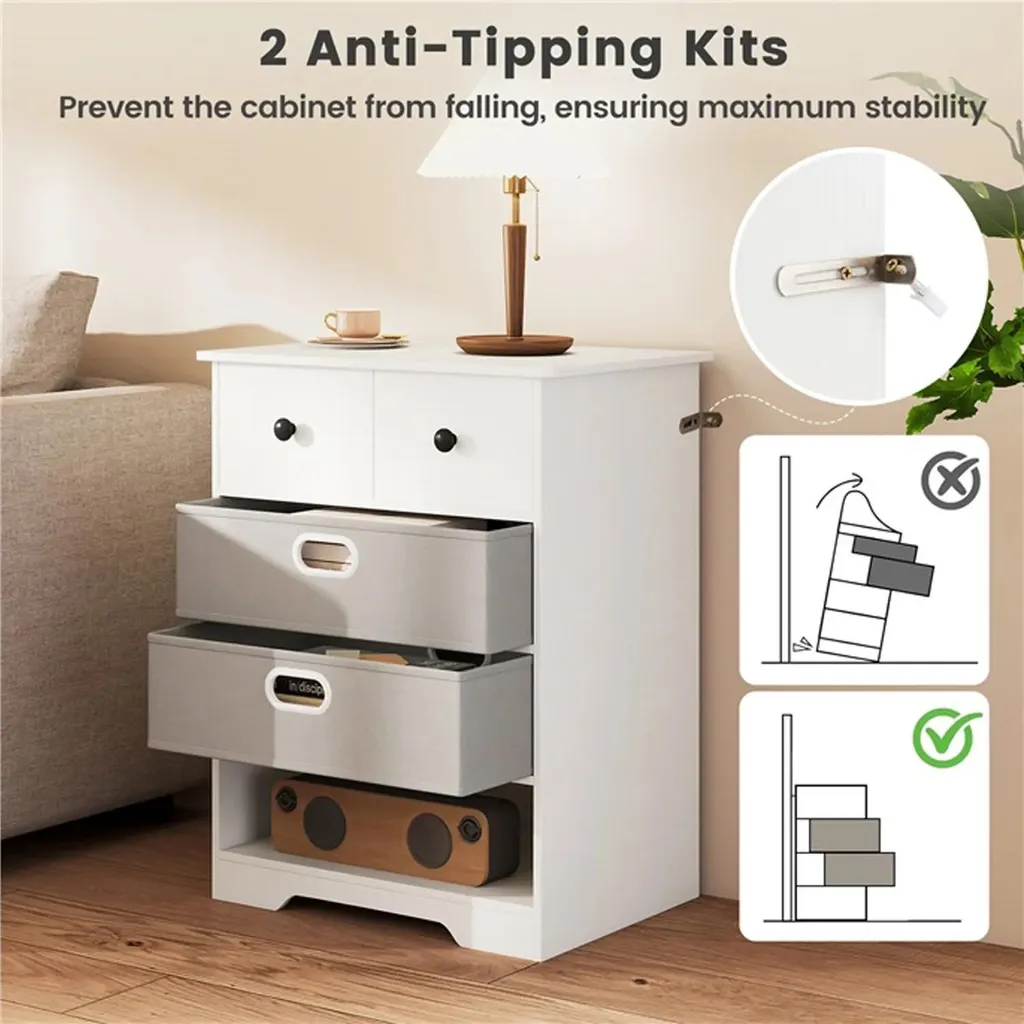 Commode bois blanc style marocain 4 tiroirs et compartiments de design - 6