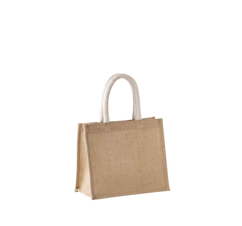 Kimood Tote Bag Baumwolle Tasche Jute Midi Tragetasche Griffe Jute, Größe:U, Farbe:Natural