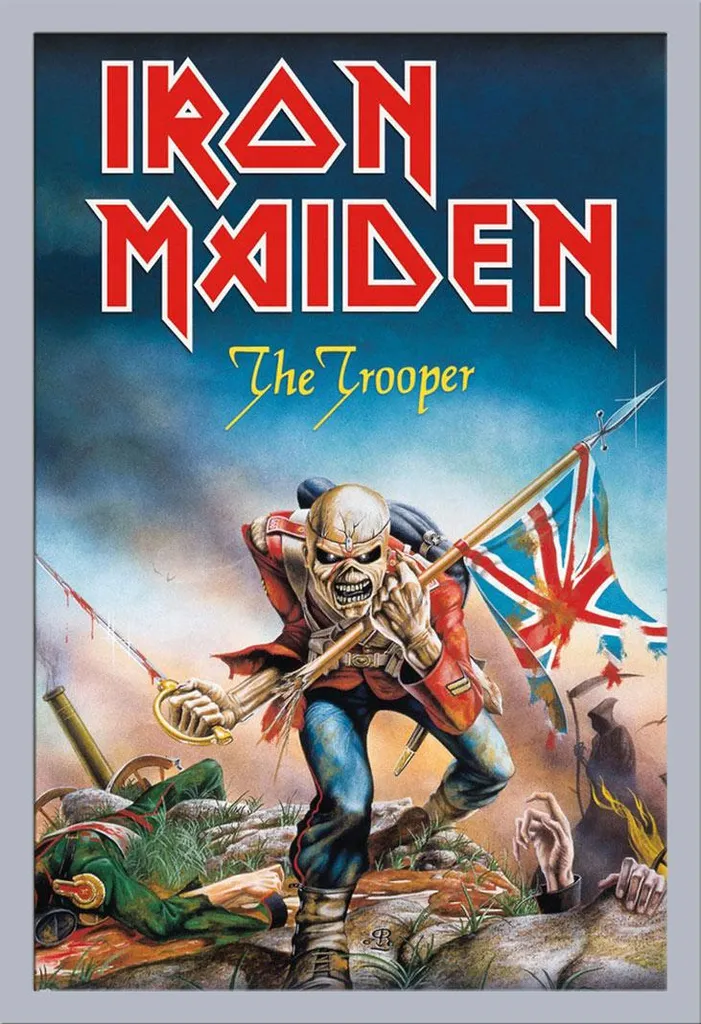 Poster Incorniciato Iron Maiden The Trooper - Cornice Argento 61x91.5