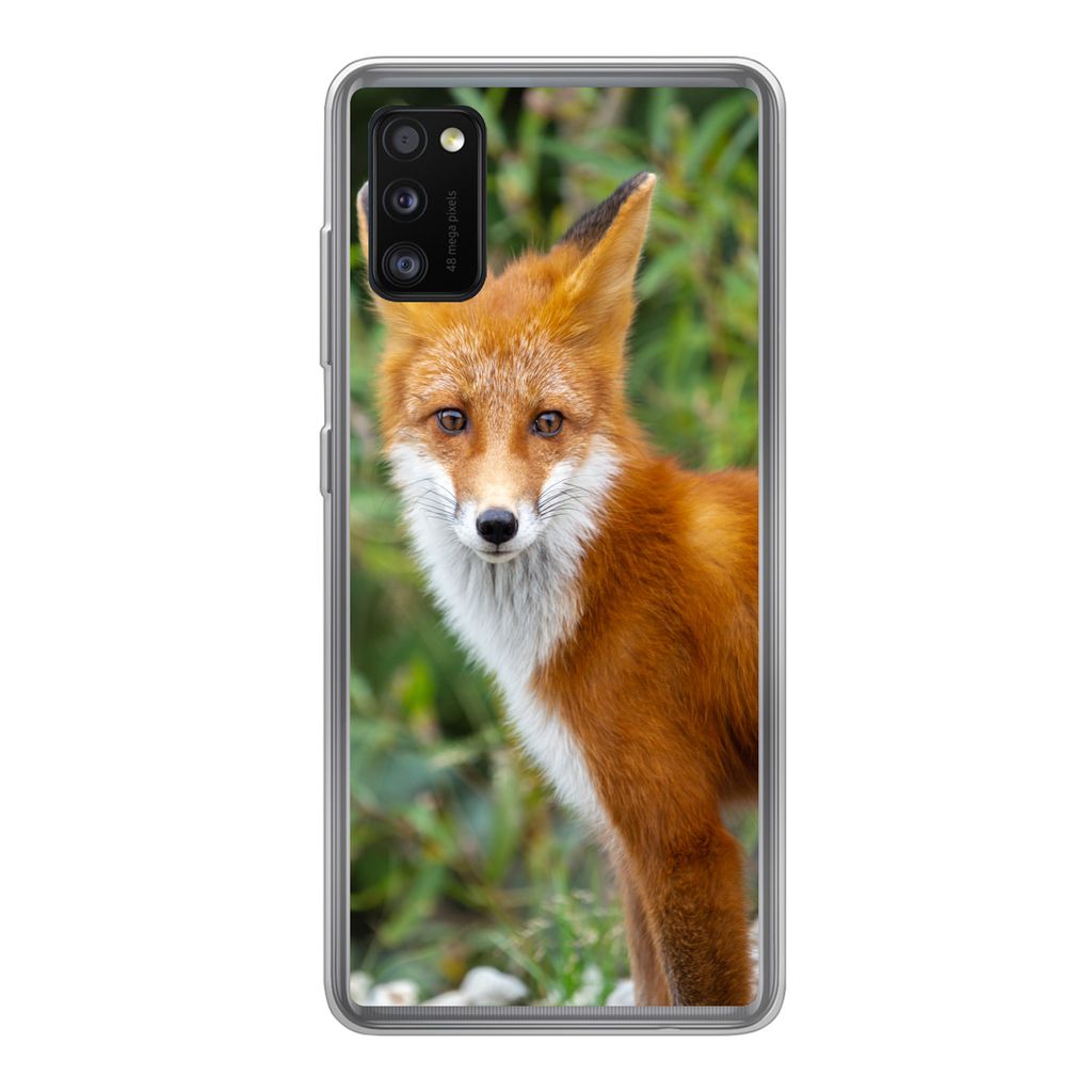 MuchoWow Handyhülle Schutzhülle Hülle für Samsung Galaxy A41 Fuchs - Orange - Wald Silikon Softcase Handy Hülle - Mobiltelefon