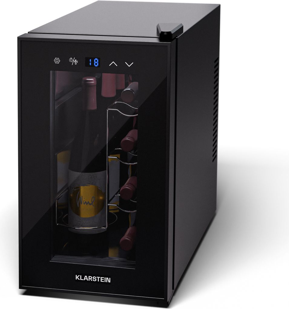 Klarstein Weinkühlschrank,1 Zone Getränkekühlschrank mit Glastür, Leiser Indoor/Outdoor Kühlschrank, 21L Flaschenkühlschrank Klein, Weinschra...