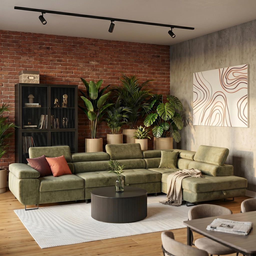 NEXT COLLECTION Ecksofa Wild Maxi Rechts, Modernes Ecksofa mit Schlaffunktion, Vouge 10 Olive