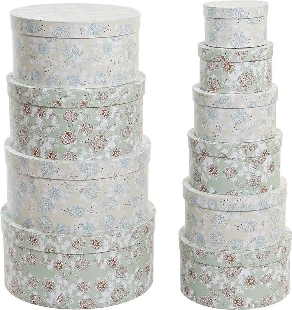 Set de Boîtes empilables Beige Vert DKD Home Decor 37x37x18 cm en Carton