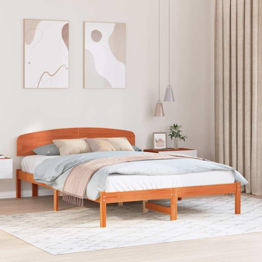 Maison Exclusive - Bettrahmen Wachsbraun 140 x 200 cm Massives Kiefernholz