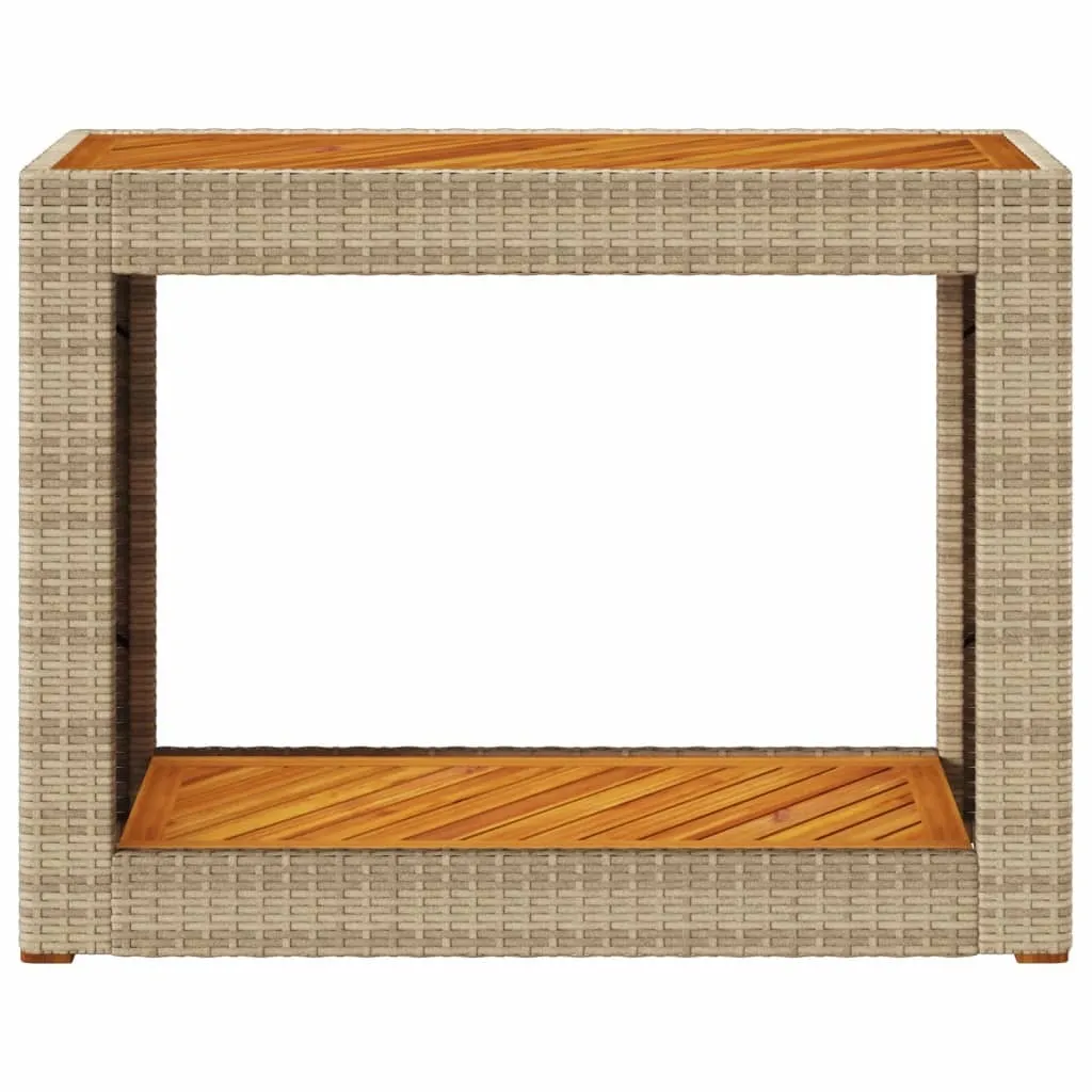 Table jardin beige polyrotin durable avec plateau bois anti-glisse - 6