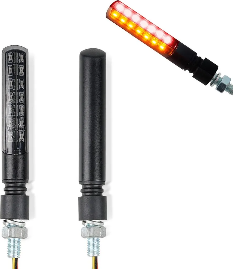 Clignotant LED moto KP40 noir avec feu stop et arrière homologué E