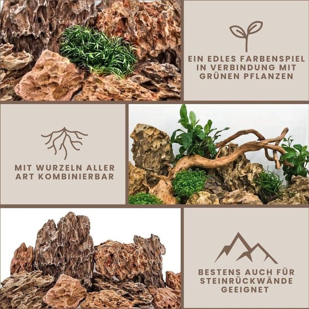Aquarium Natursteine Drachensteine 10kg Mix Größe S bis XL Produktbild 