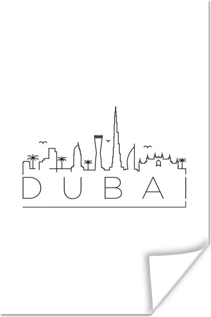 MuchoWow Poster Skyline "Dubai" weiß 80x120 cm - Papierdruck
