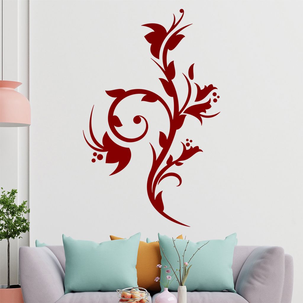 Schöne Blüten Ranke Wandtattoo in 6 Größen - Wandaufkleber Wall Sticker - Dekoration, Küche, Wohnzimmer, Schlafzimmer, Badezimmer