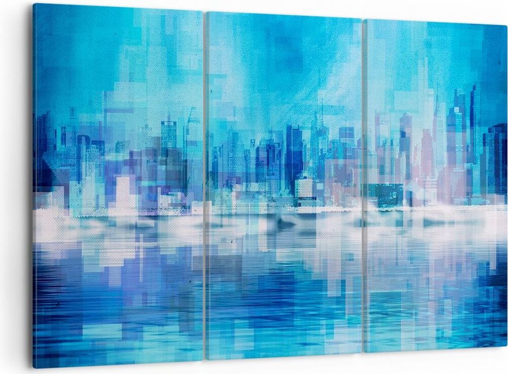 Bild auf Leinwand - Leinwandbild - Stadt Aussicht Wasser - 105x70cm - Wand Bild - Wanddeko - Leinwanddruck - Bilder - Kunstdruck - Wanddekoration -...