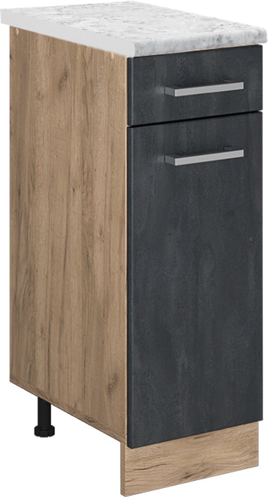 Küchenunterschrank Vicco R-Line Schwarz Beton 30 cm AP Marmor, Model 47547