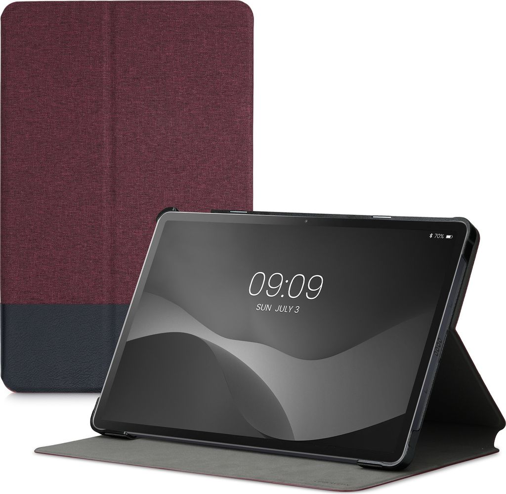 kwmobile Schutzhülle kompatibel mit Lenovo Tab P11 - Hülle Slim - Tablet Cover Case mit Ständer Dunkelrot Schwarz