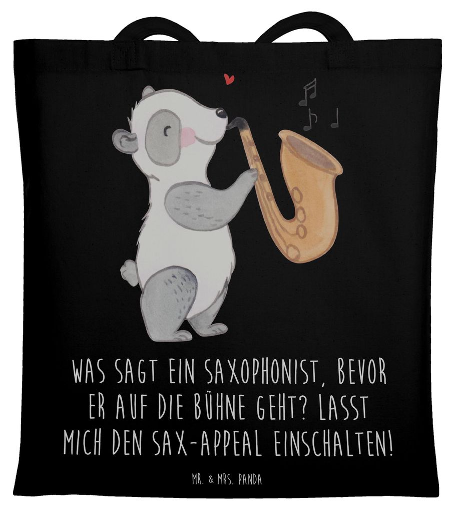 Mr. & Mrs. Panda Shopping Tasche Magischer Saxophon-Charme - Schwarz - Geschenk, Musik, Tote Bag, Humor, Instrument, Blues, Lernen, Schultasche, Be...