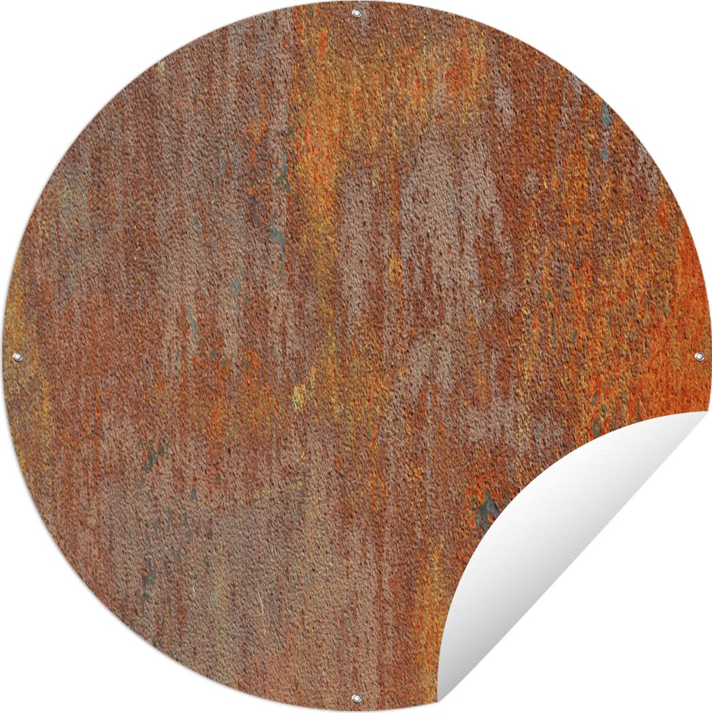 MuchoWow Gartenposter Outdoor-Poster Rund Rost - Gelb - Orange Ø 150 cm Gartendeko Rundes Poster draußen