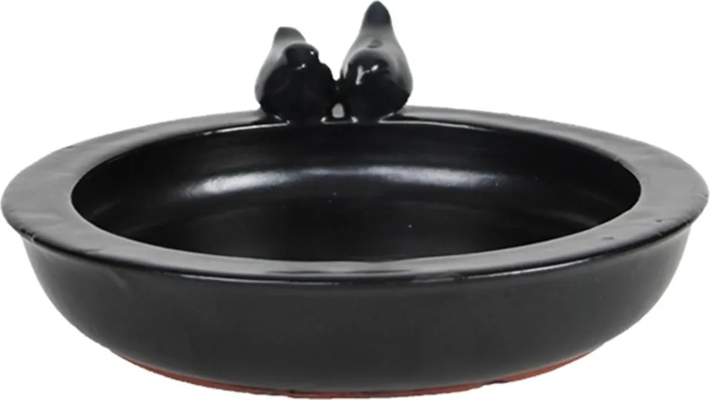 Vasque à oiseaux céramique 30cm anthracite, stable, pour jardin - Esschert