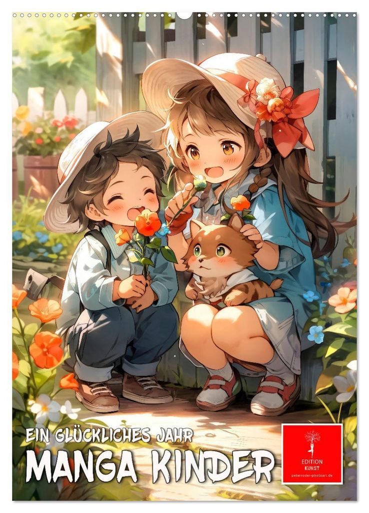 Manga Kinder - ein glückliches Jahr (Wandkalender 2027 DIN A2 hoch), CALVENDO Monatskalender