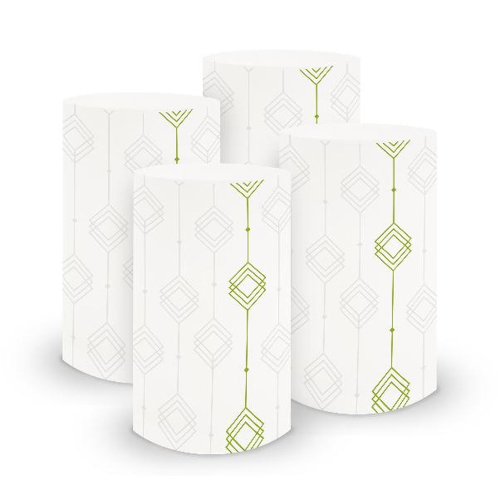itenga 6x Windlicht klein Ornament weiß grün / frühlingsgrün, 10,0 cm