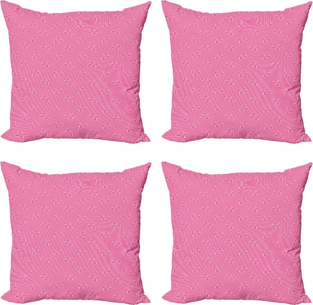 ABAKUHAUS Rosa Tupfen Kissenbezug Set (4 Stück), Spots Schmetterlinge, Moderner Doppelseitiger Digitaldruck, 45 cm x 45 cm, Pale Fuchsia Rosa