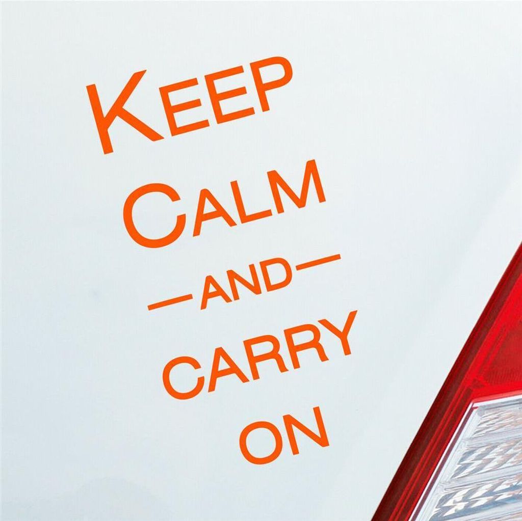 Auto Aufkleber Keep calm and carry on Tuning 15x7,5 cm Orange Sticker Heckscheibenaufkleber