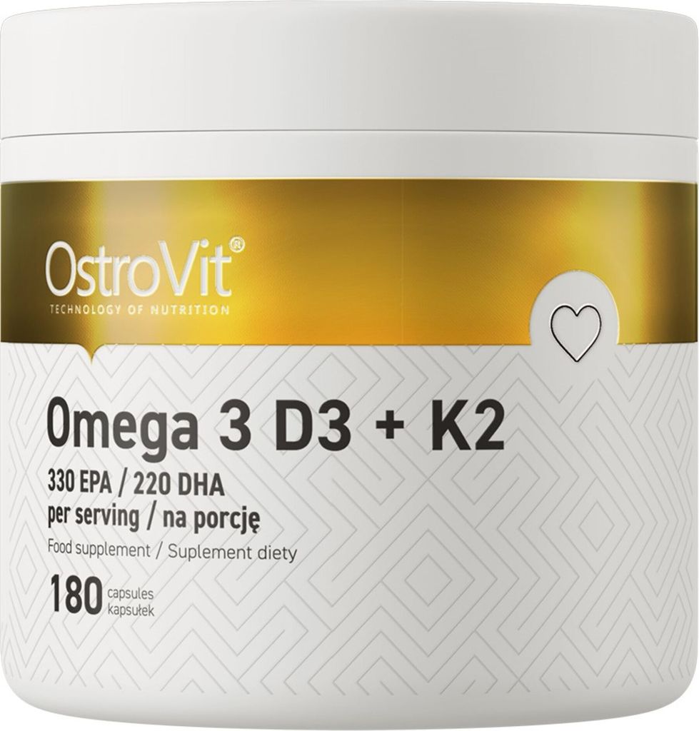 OstroVit Omega-3 + D3 + K2 (180 Caps) Unflavoured - Vitamine, Mineralien & Gesundheit - Fettsäuren