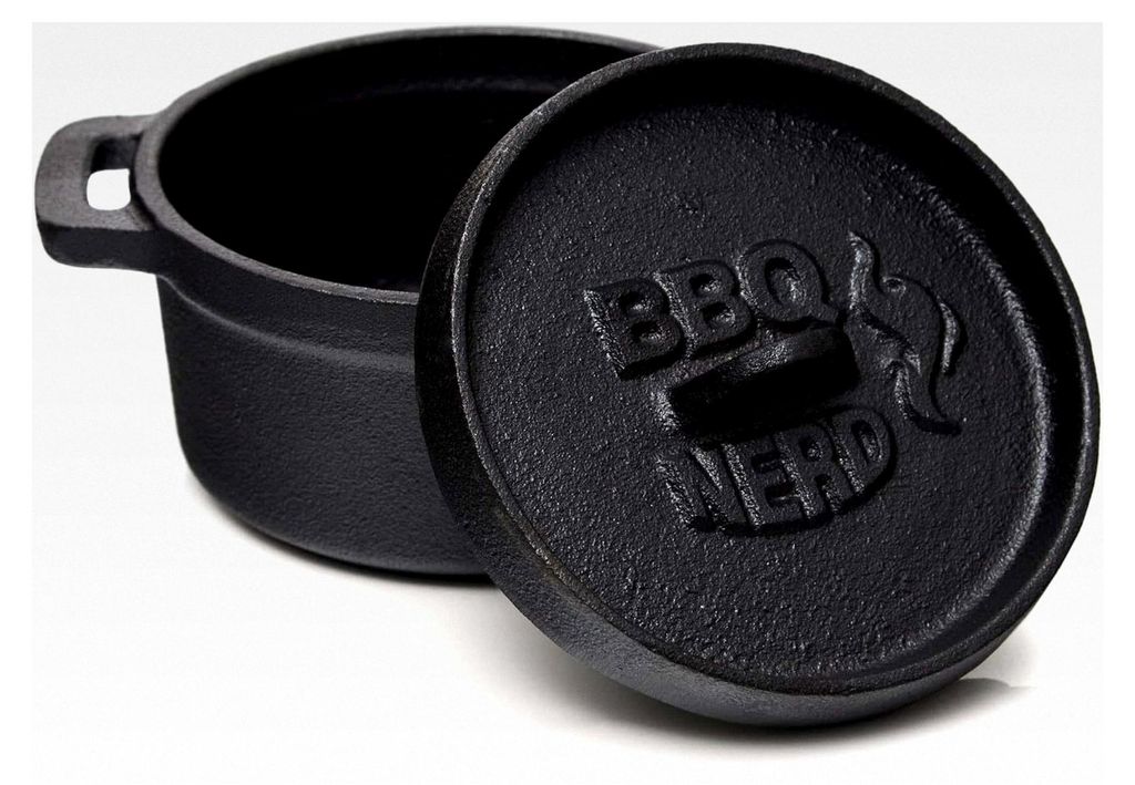Mini Dutch Oven von BBQ-Nerd - Kleiner Gusseisentopf mit Deckel 11x5cm für Grill, Feuerstelle, Backofen, Herd - Serviertopf, Kochtopf, Schmortopf,...