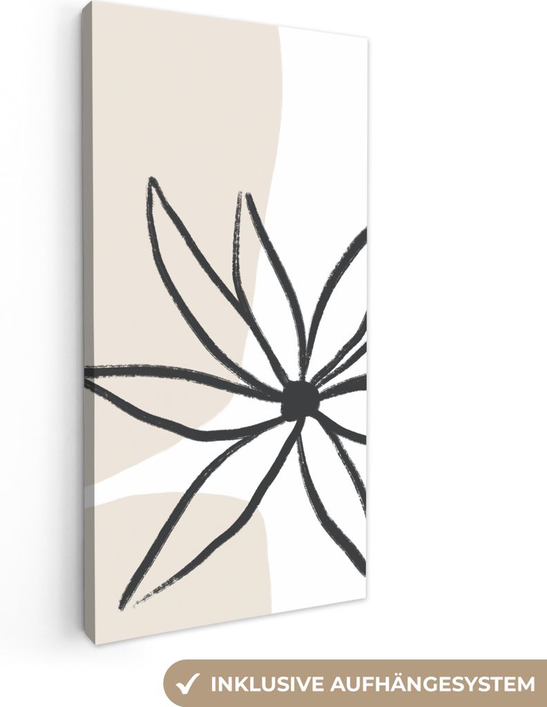 MuchoWow - Leinwandbilder - Blumen - Minimalismus - Pastell, Wandbild, Wanddeko Bilder Wohnzimmer, 20x40 cm