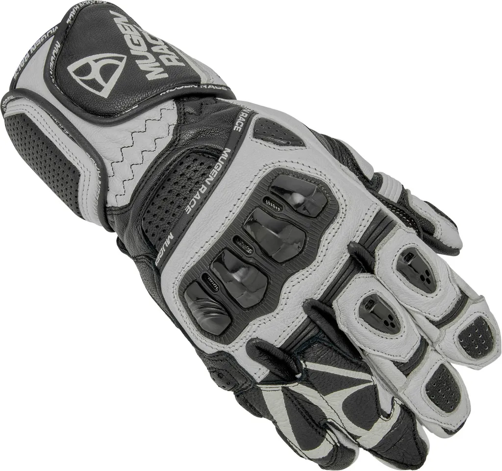 Gants de moto MUGENRACE Chili Sport noir et blanc en taille M moto