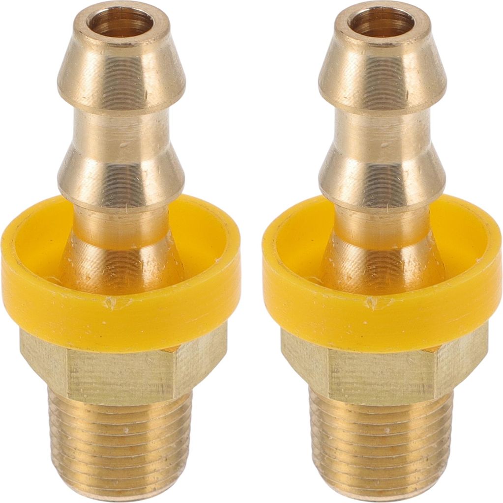 Messing-Schlauchstutzen 3/8" 1/8"NPT Männliches Gewinde Schlauchstutzen für Luft Wasser Öl Gas Kraftstoff 2 Stück Goldton