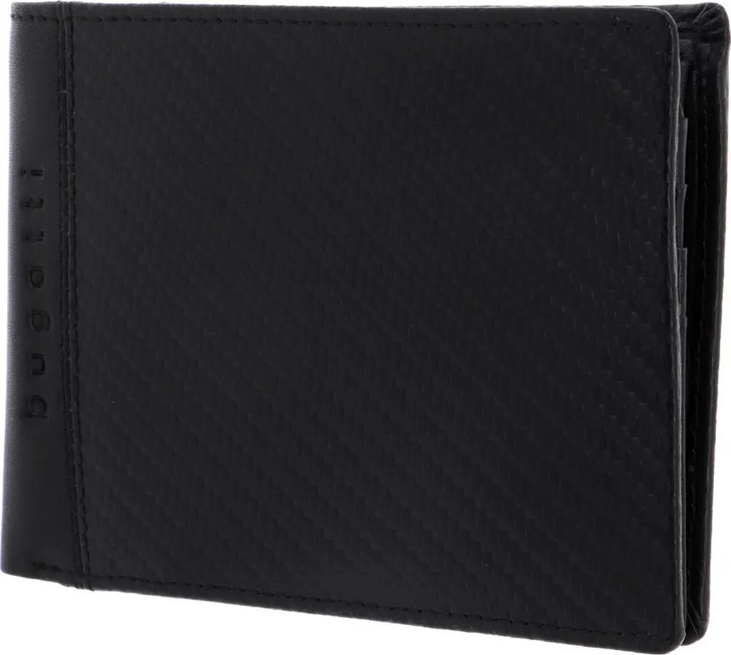 Bugatti Comet Wallet Pelle Nero - Portafoglio Uomo con Flap RFID