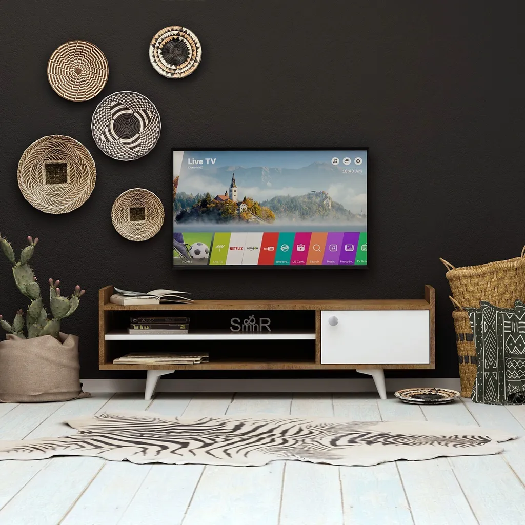 Banc TV en Bois de Chêne Ticaba - Mobilier de Salon Robuste 120x35x47cm