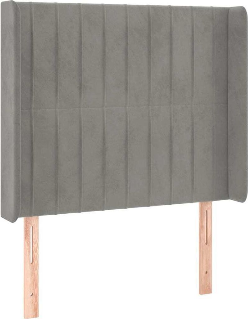 vidaXL Kopfteil mit Ohren Hellgrau 93x16x118/128 cm Samt