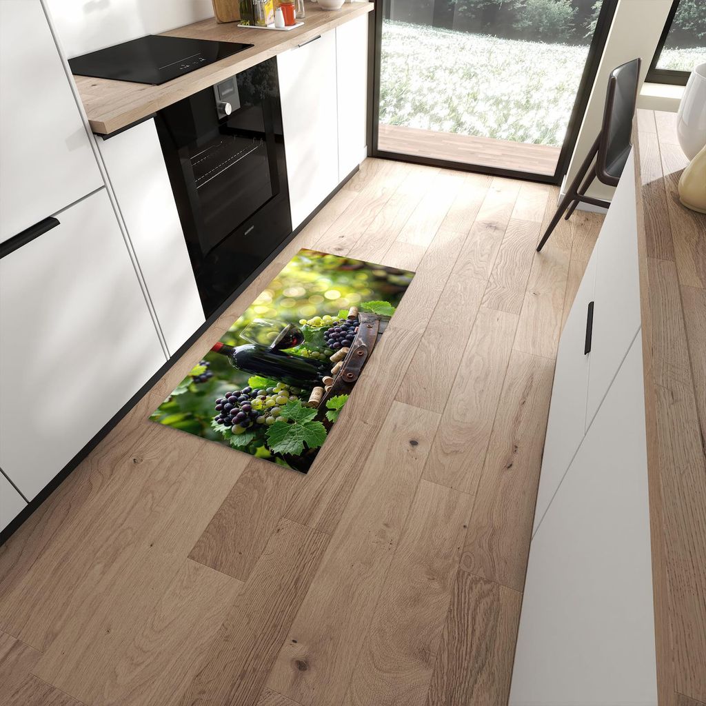 Küchenteppich 60x120cm rutschfest & abwischbar PVC Läufer - Wein Und Trauben