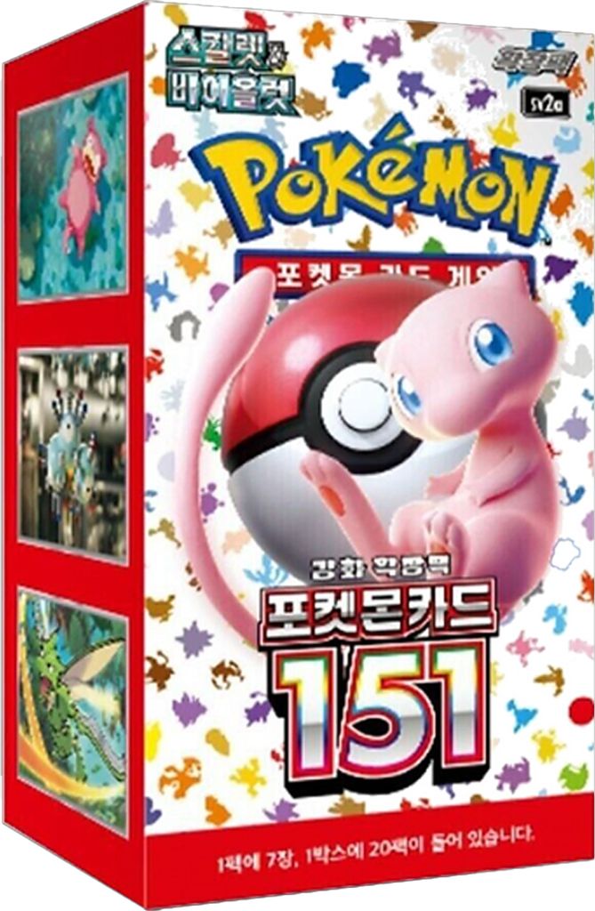 A product box for Pokémon trading cards, featuring the Pokémon Mew and a Poké Ball.