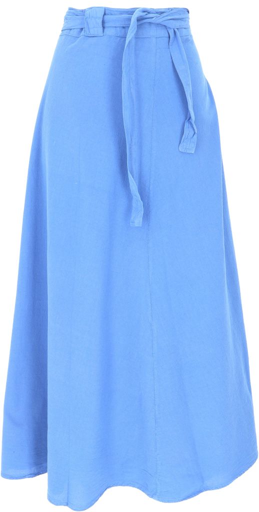 Weit Schwingender Wickelrock, Maxirock, Boho Baumwoll-Sommerrock für Starke Frauen - Blau, Damen, Baumwolle, Röcke