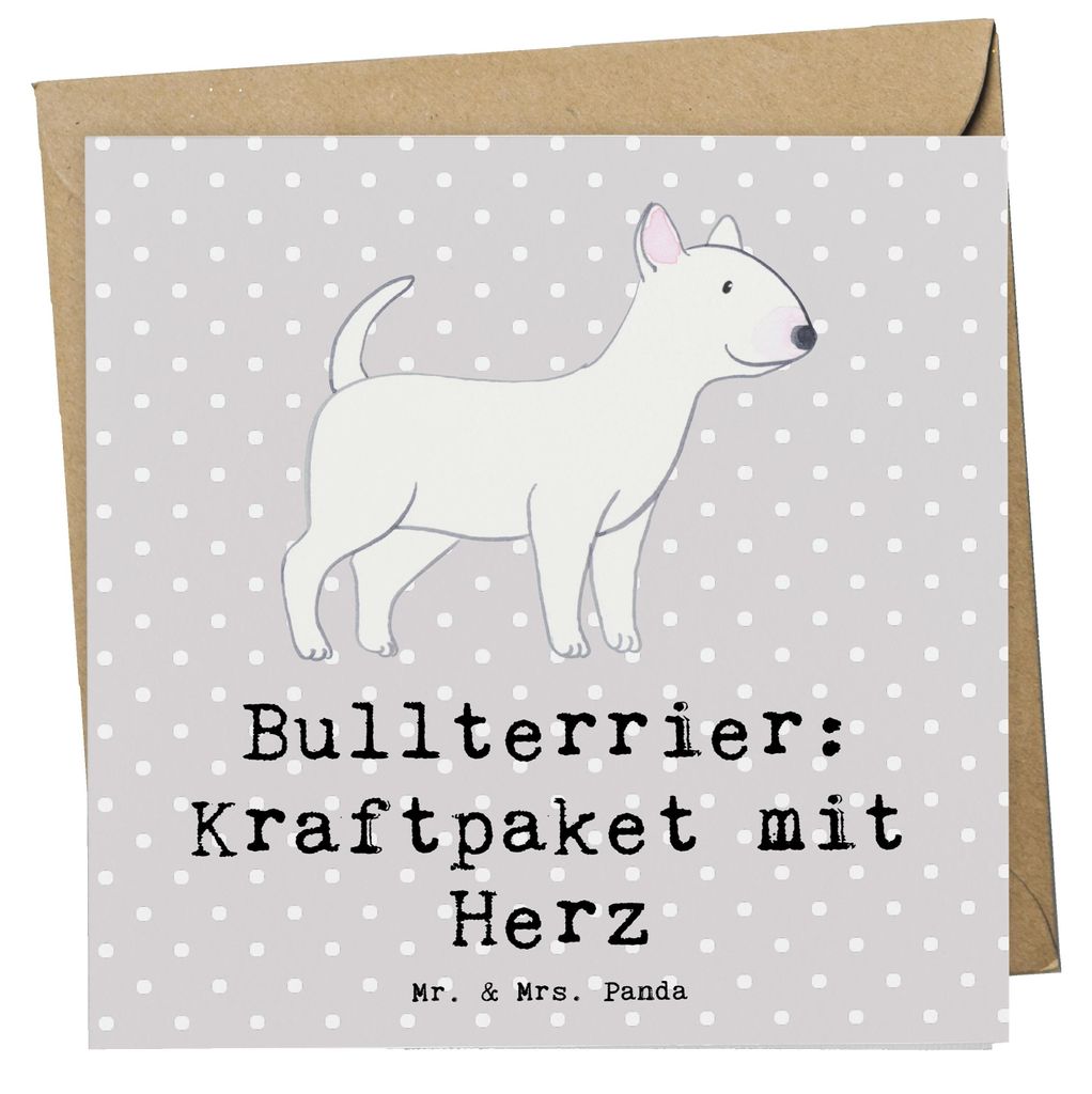 Mr. & Mrs. Panda Grußkarte Bullterrier Kraftpaket - Grau Produktbild 