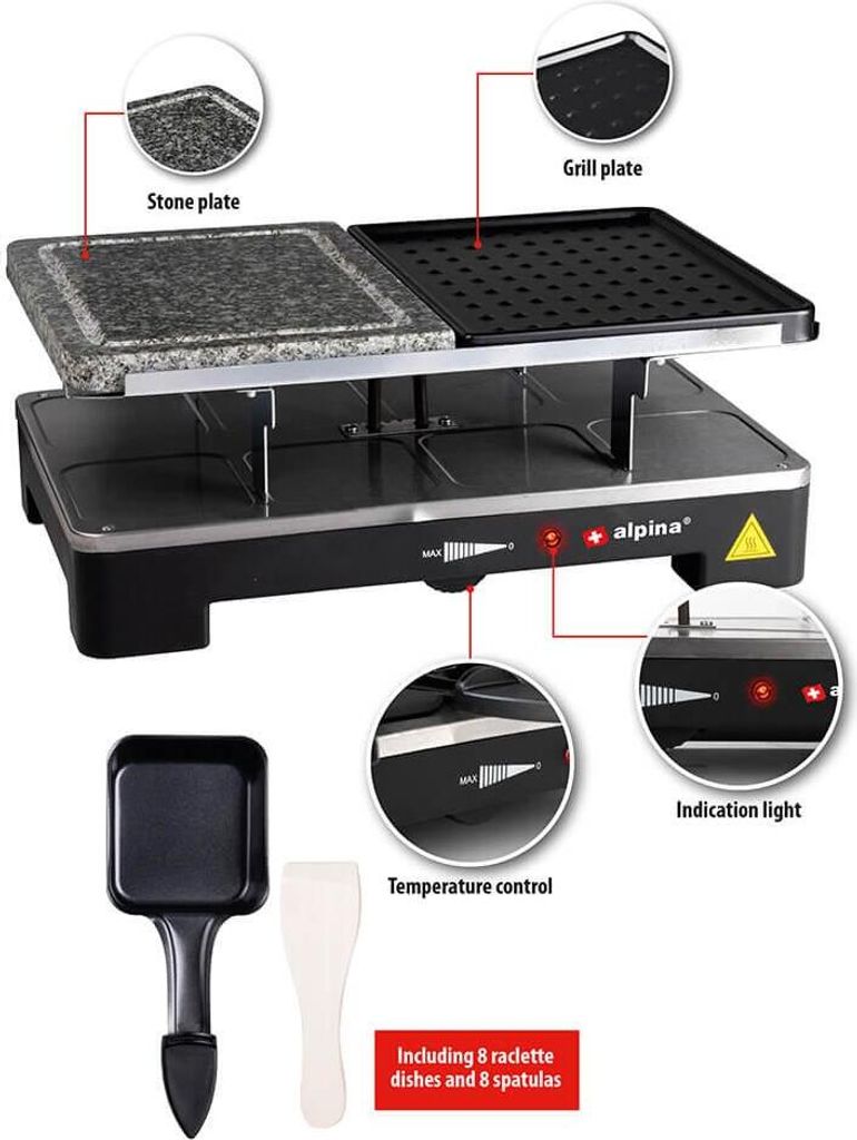 ALPINA Raclette Fer Gril à pierre Image du produit 