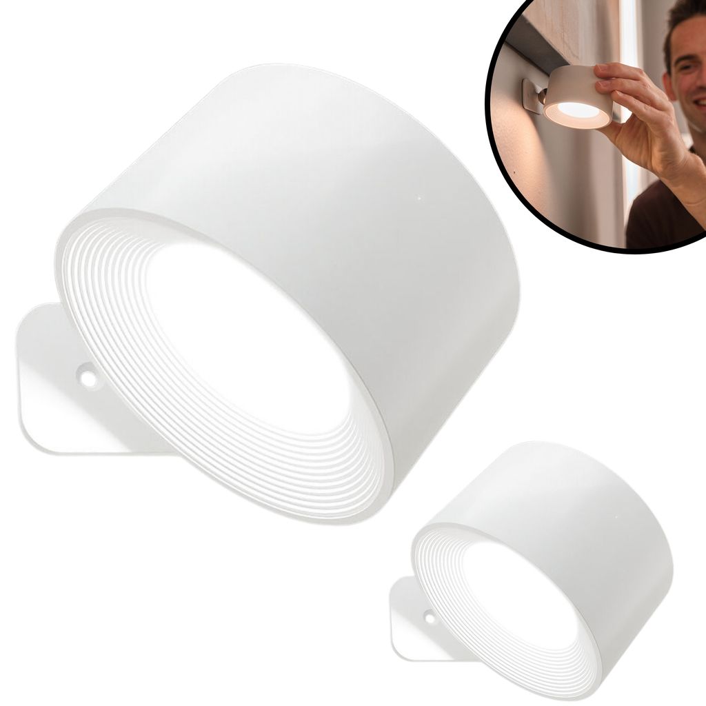 Best Direct Vigilamp Pod 2er Set - LED Akku Wandleuchte, wiederaufladbar, schwenkbar, Leselampe, USB, dimmbar,
