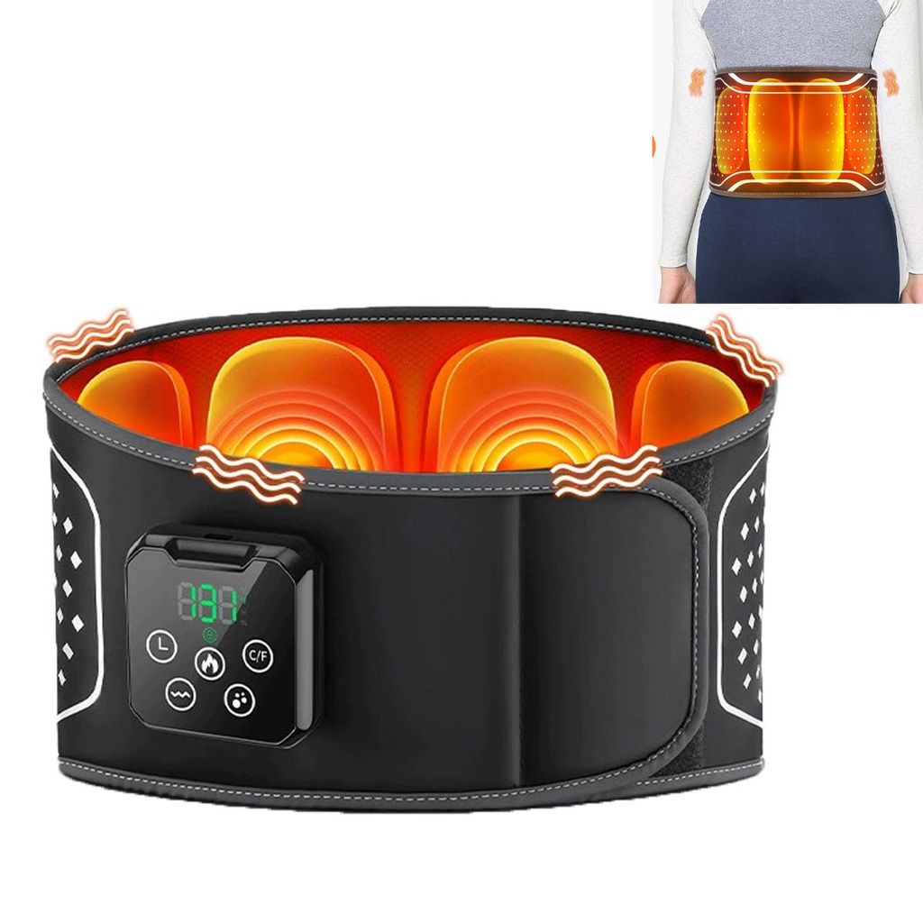 Elektrische Heiz-Waistband, kabelloses Rücken-Heizgerät, Bauchwärmer, 3 Schnellheizstufen & 11 Massagemodi, Touchscreen, integrierter 4000mAh Akku