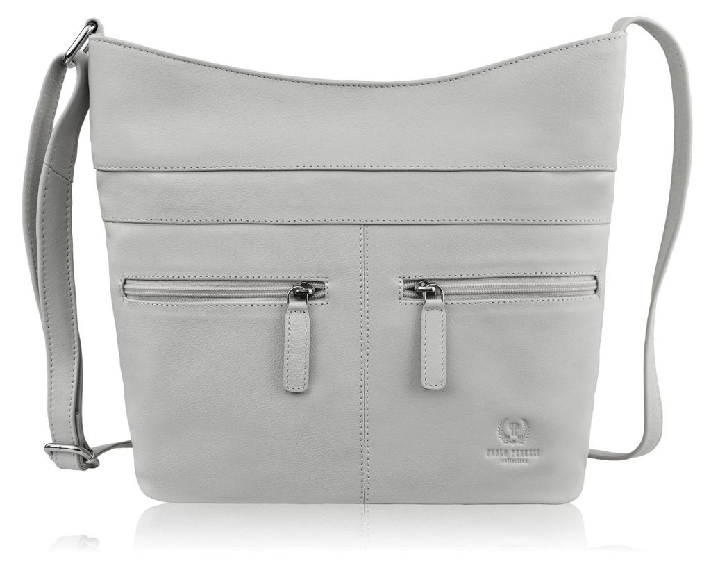 Damen Leder Umhängetasche geräumig grau Postbag Paolo Peruzzi AY-23-GRE