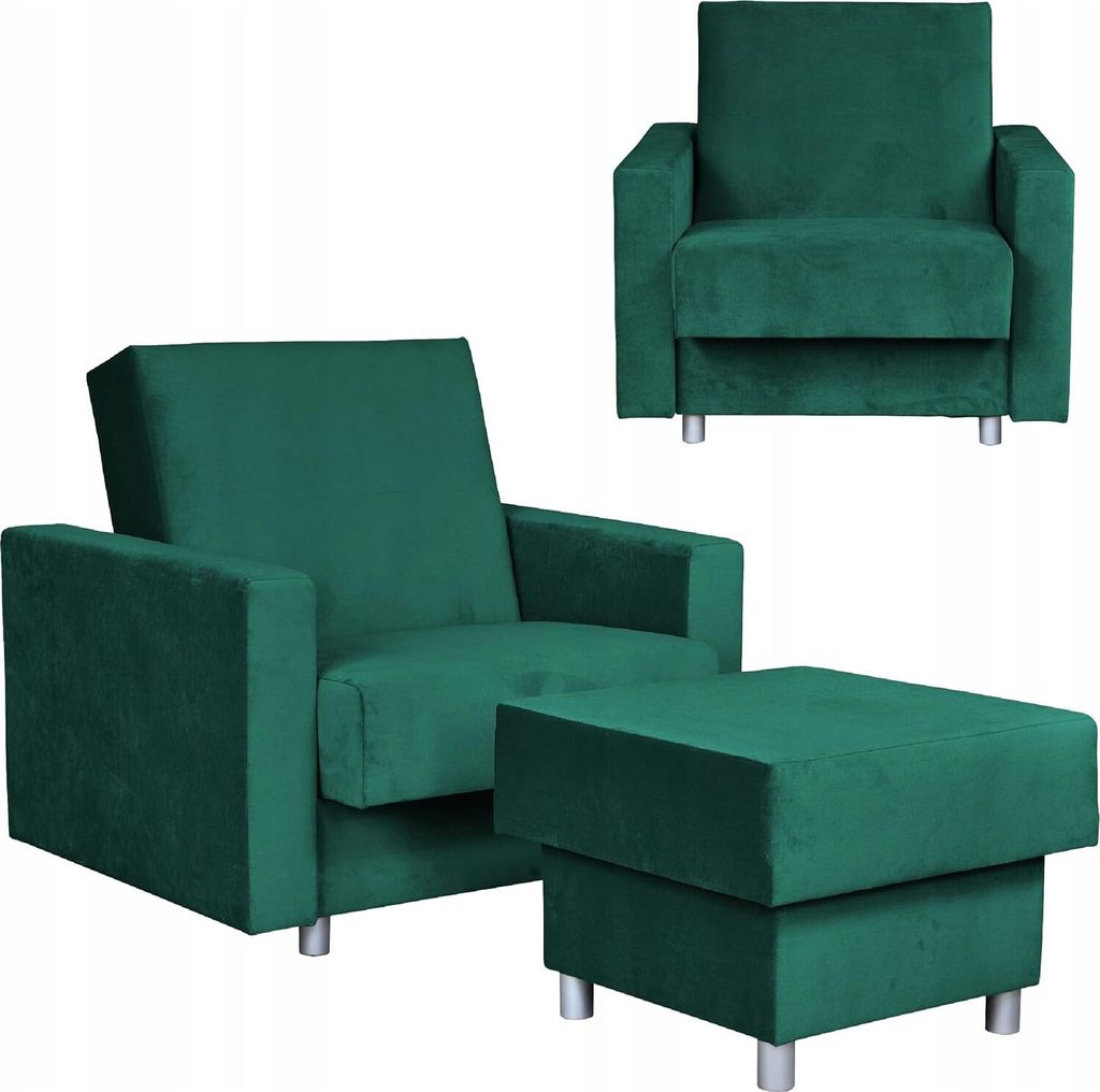 Family Meble Ohrensessel mit Hocker Alicja Relaxsessel Fernsehsessel Bequemer Sessel Loungesessel aus Webstoff Wohnzimmer Schlafzimmer Büro (NE V ...