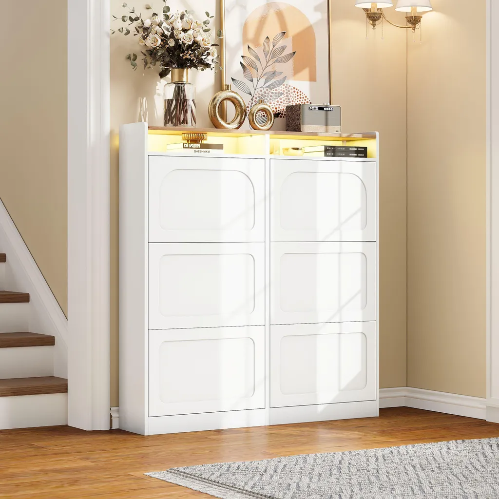 Armoire à Chaussures avec Éclairage LED et 6 Compartiments Basculants - 5