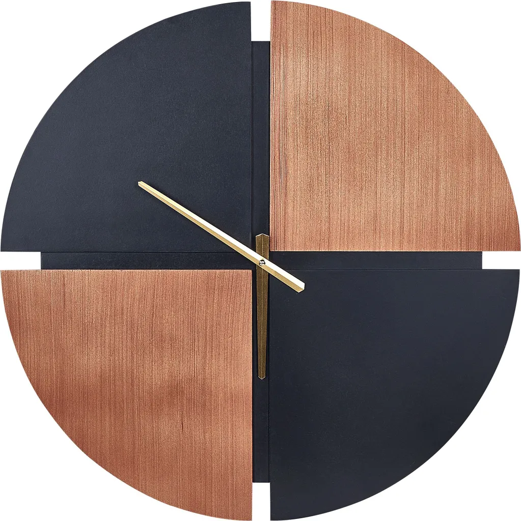 Horloge murale 60 cm bois et noir idéale pour décoration salon et chambre